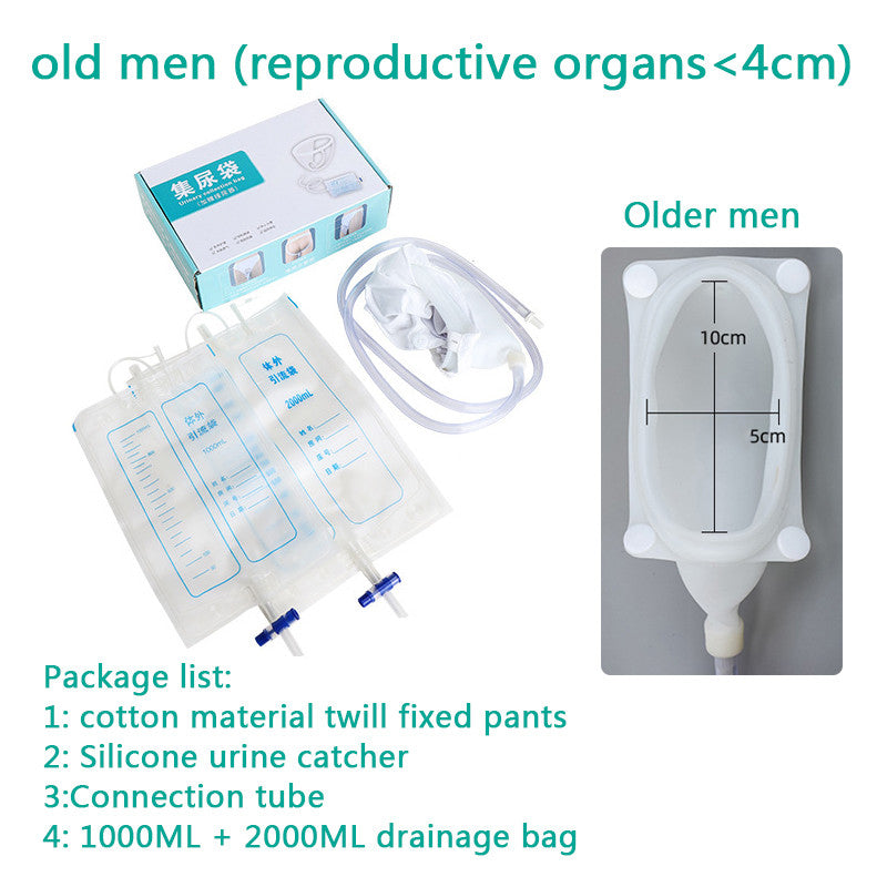 Reusable Urine Collector Silicone Adult Male Female Elderly Urinal with Urinary Bag Amazingland